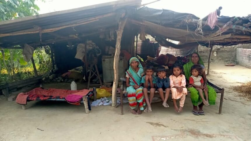 मलीहाबाद का एक परिवार पन्नी के नीचे जीवन बिताने को मजबूर 1 मलीहाबाद का एक परिवार