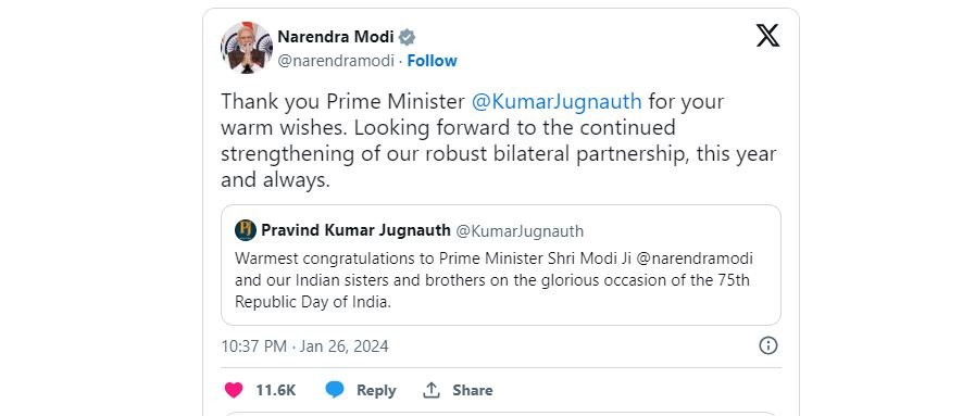 Many countries shared their friendship with India on the occasion of Republic Day.